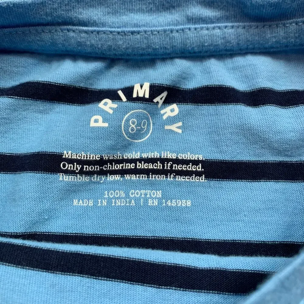 Primary Blue Striped Pocket Tee 8/9